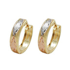 Ring ørering 12x3mm foldbart hængsel Tricolor Diamond 9K GULD