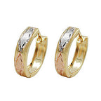 Ring ørering 12x3mm foldbart hængsel Tricolor Diamond 9K GULD