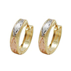 Ring ørering 12x3mm foldbart hængsel Tricolor Diamond 9K GULD