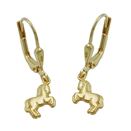 Leverback øreringe Øreringe 25x7mm Hest 9Kt GULD
