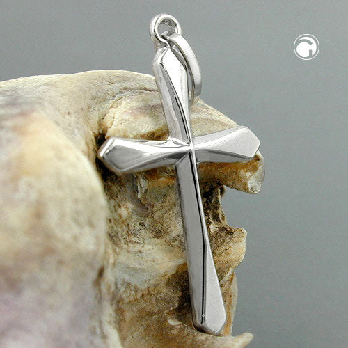 Vedhæng 23x14mm kors blank 9K hvidguld