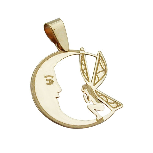 Vedhæng 17x15mm Elf in the Moon Laser Gravering 9K GULD