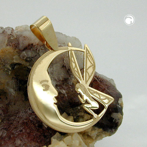 Vedhæng 17x15mm Elf in the Moon Laser Gravering 9K GULD