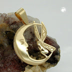 Vedhæng 17x15mm Elf in the Moon Laser Gravering 9K GULD