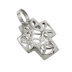 Pendler 14x12mm krydsfiligran kuppelformet halvcirkelmønster 9K hvidguld