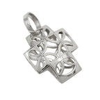 Pendler 14x12mm krydsfiligran kuppelformet halvcirkelmønster 9K hvidguld