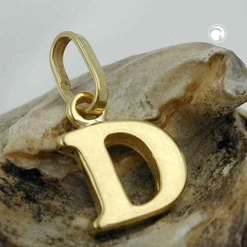 Vedhæng 8x6mm bogstav D Blank 9K GULD