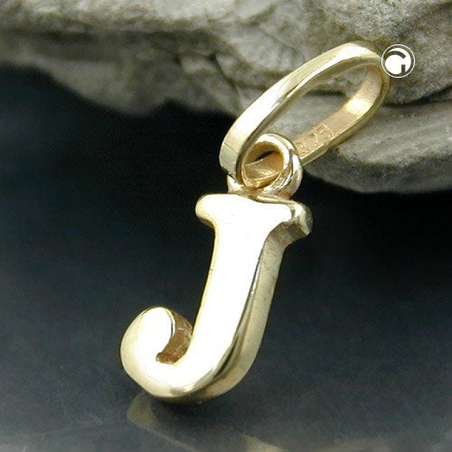 Vedhæng 8x4mm Letter J Blank 9K GULD