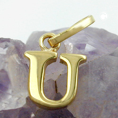 Vedhæng 8x6mm Letter U Blank 9K GULD