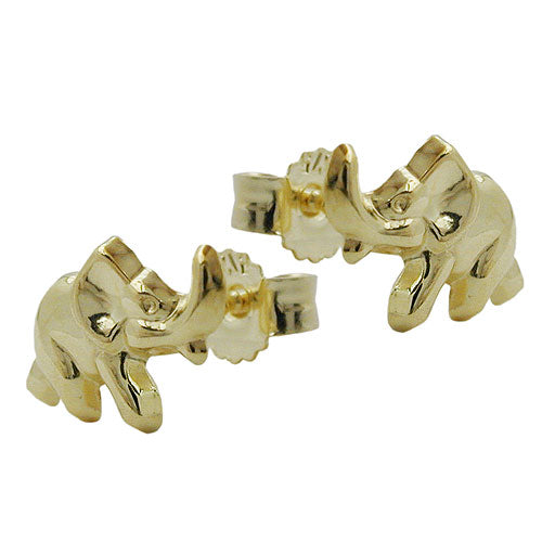 Ørestikker 7x10mm elefant skinnende 9K GULD