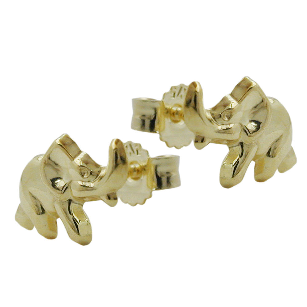 Ørestikker 7x10mm elefant skinnende 9K GULD