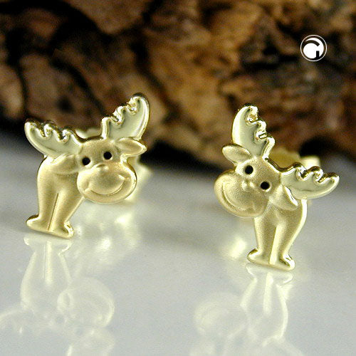 øreørering 8x6mm elgøjne sortlakeret mat-blank 9K GULD