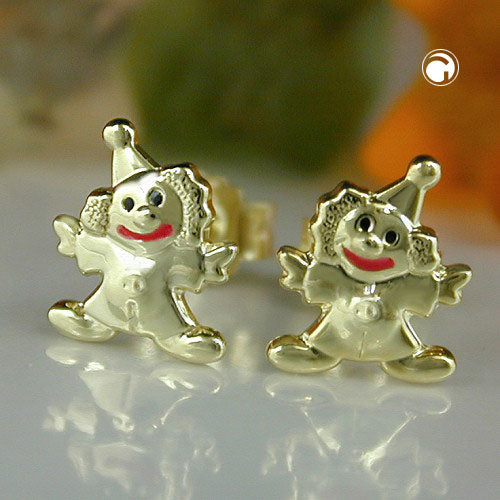 Ørestikker 8x6mm Clown blank farvet lakeret 9K GULD