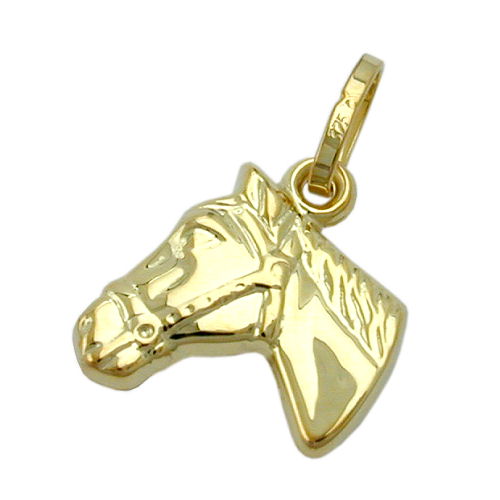 Hængende 12x12mm hestehoved blank 9K GULD