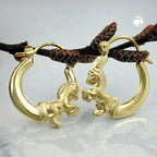 Ring ørering 17x14mm hesteglans mat jernspænde 9K GULD