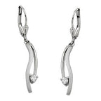 Leverback øreringe 35x5mm Cubic Zirconia mat blank 9K hvidguld