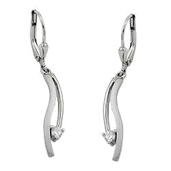 Leverback øreringe 35x5mm Cubic Zirconia mat blank 9K hvidguld