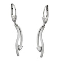 Leverback øreringe 35x5mm Cubic Zirconia mat blank 9K hvidguld
