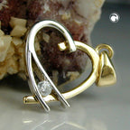 Vedhæng 14x13mm Heart Open Bicolor med Cubic Zirconia 9K GOLD