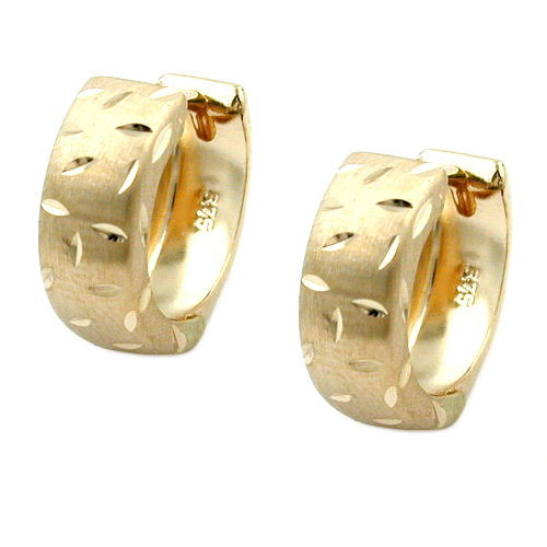 Ring ørering 12x5mm Hængsel Frosted Diamond 9Kt GULD