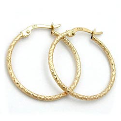 Ring ørering 23x1,5mm jernspændemønster Shiny Diamond 9K GULD