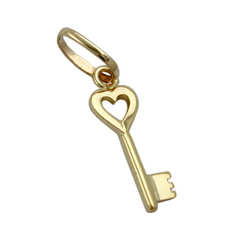 Vedhæng 15x5mm hjertenøgle blank 9K GULD