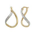 Ring ørering 23x2mm oval bicolor diamant buet 9 karat GULD
