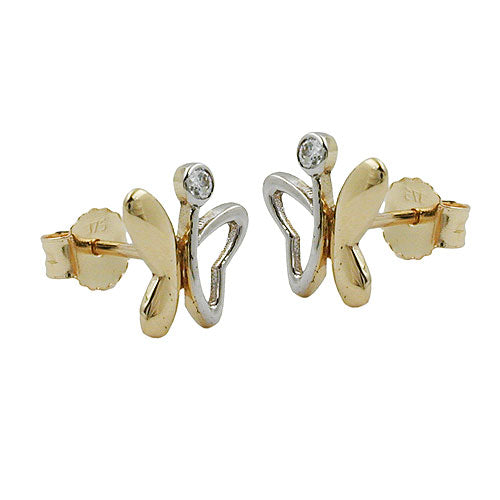 Ørestikker 8x7mm Butterfly Bicolor Shiny 9K GOLD