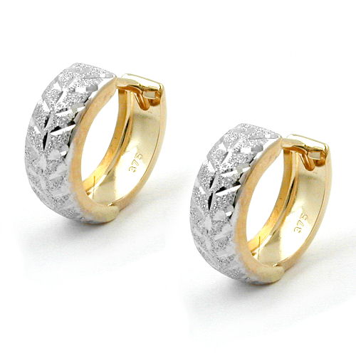 Ring 12x5mm hængsel bicolor diamant 9K GULD