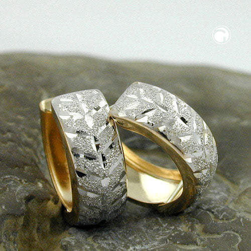 Ring 12x5mm hængsel bicolor diamant 9K GULD