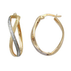 Ringørering 26x7mm krydset bicolor partium-rhodium-belagt frostet 9K GULD