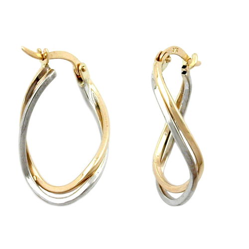 Ring ørering 22x15x3mm bicolor med hvidguldlegering 9K GULD