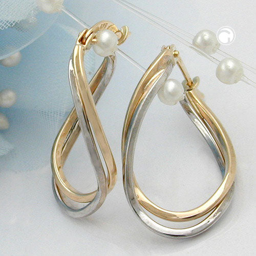 Ring ørering 22x15x3mm bicolor med hvidguldlegering 9K GULD