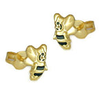Ørestikker 7x6mm Bee Black Lakeret 9K GULD