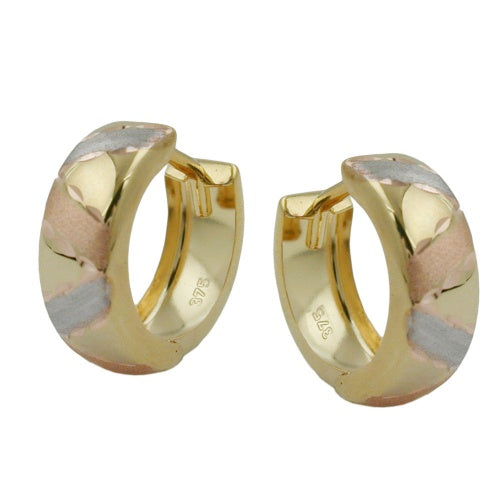 Ramme 12x5mm foldehængsel trikoloret diamant 9K GULD