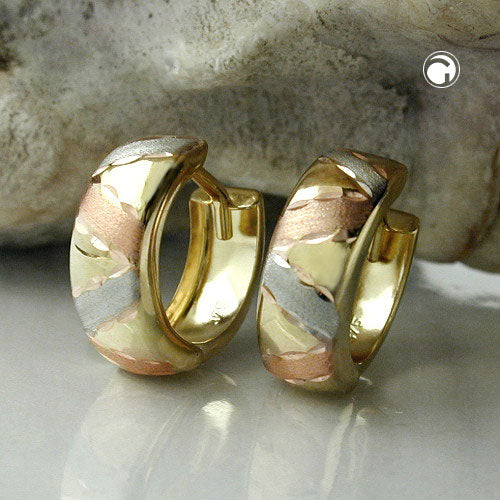 Ramme 12x5mm foldehængsel trikoloret diamant 9K GULD