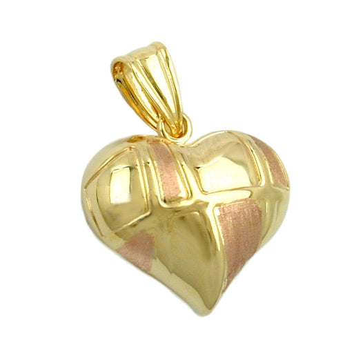 Vedhæng 15x16mm hjerte bicolor med rødguld, 9K GULD