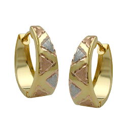 Ring ørering 14x13x5mm Hængsel Trikolor Diamant 9K GULD