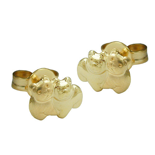 Øreøreørering 6x8mm par bjørne matt-blanke 9K GULD