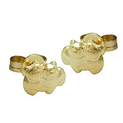 Øreøreørering 6x8mm par bjørne matt-blanke 9K GULD