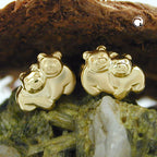 Øreøreørering 6x8mm par bjørne matt-blanke 9K GULD