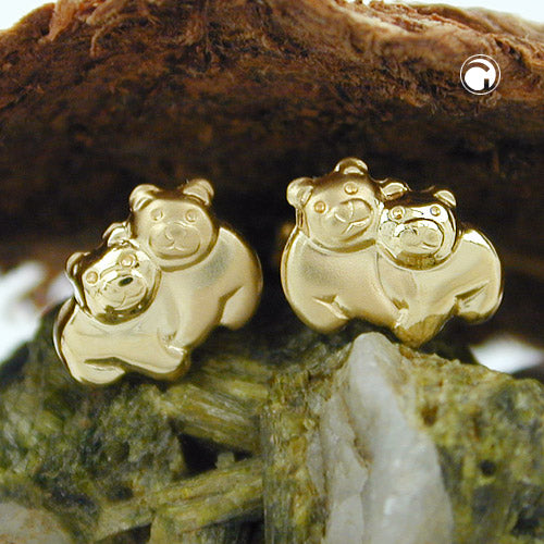 Øreøreørering 6x8mm par bjørne matt-blanke 9K GULD