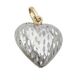 Vedhæng 14x13mm Heart bicolor diamantiseret 9K GULD