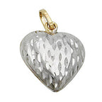 Vedhæng 14x13mm Heart bicolor diamantiseret 9K GULD