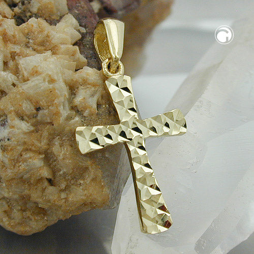Vedhæng 15x11mm Cross Diamond 9K GOLD