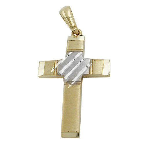 Vedhæng 20x14mm korsbicolor 9K GULD