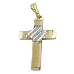 Vedhæng 20x14mm korsbicolor 9K GULD