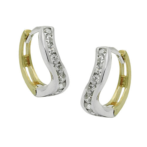 Ramme 12x3mm hængsel bicolor kubiske zirkoniaer, 9K GULD