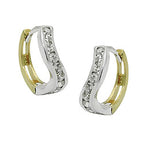 Ramme 12x3mm hængsel bicolor kubiske zirkoniaer, 9K GULD