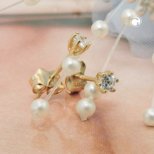 Ørestift ørering 3mm Cubic Zirconia 9Kt GULD